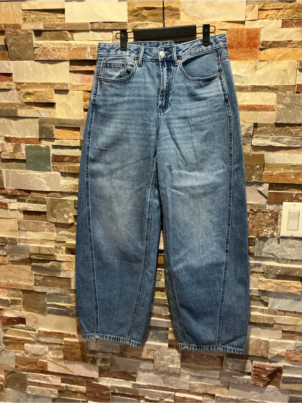 Vero Moda Blue High Rise Curved Barrel Leg Denim Jeans